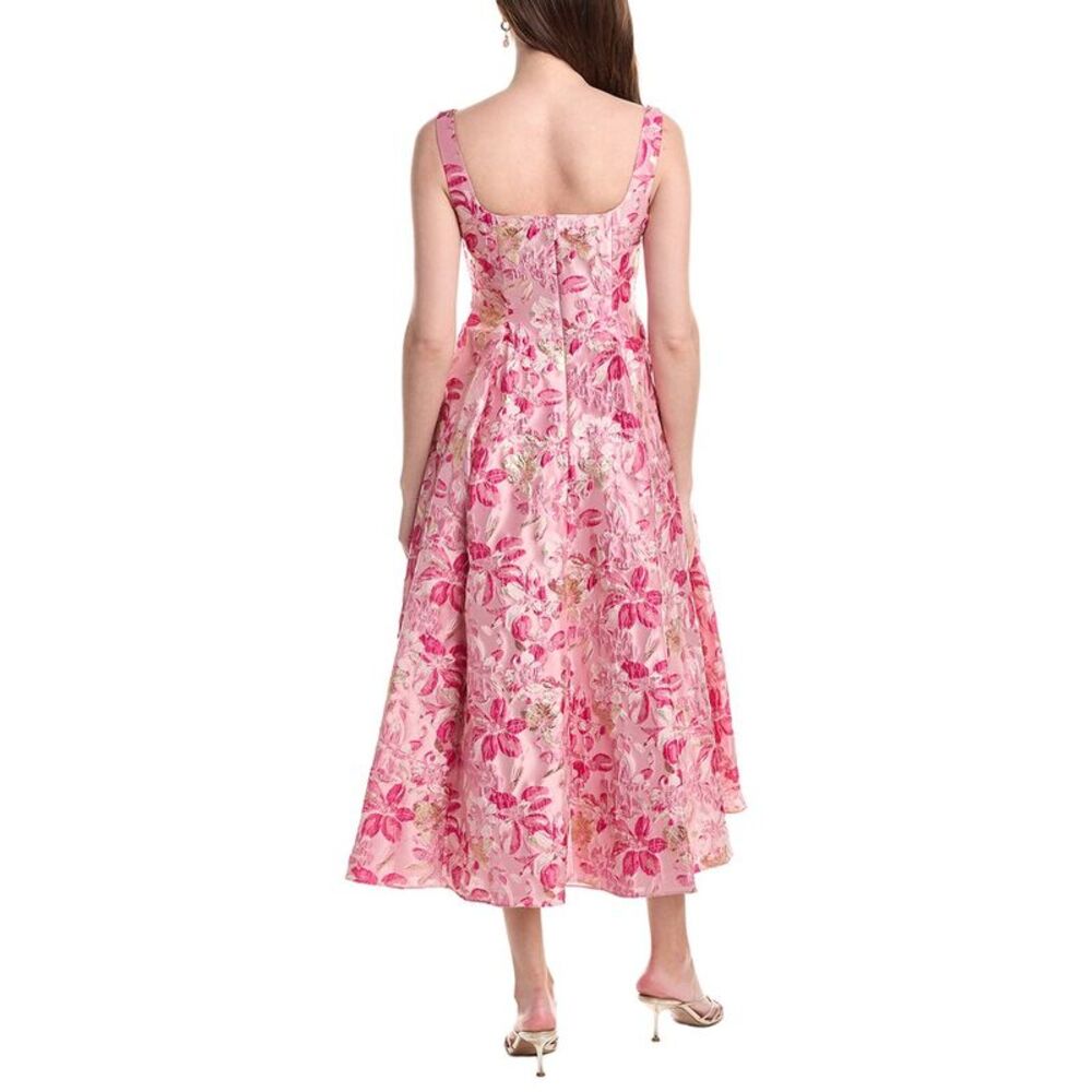 Adrianna Papell Womens Jacquard Midi Dress, Pink - Picture 2 of 3